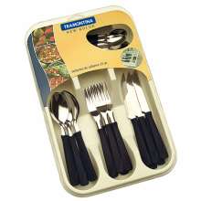 Conjunto talheres aço inox new kolor 24 peças + estojo tramontina