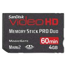 Cartão 4gb memory stick pro duo vídeo hd sandisk