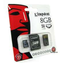 Kit cartão de memória micro sd 8gb 3 em 1 - cartão micro sd, sd e leitor usb - mblyg2/8gb