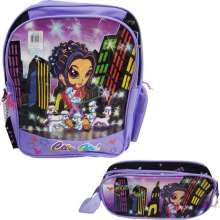 Mochila escolar city girl roxa + estojo