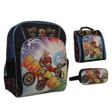 Mochila escolar bike boy, c/ lancheira e estojo azul