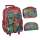 Mochila escolar surfing girl trolley, c/ rodinha, rosa + estojo e lancheira - R$ 56,96