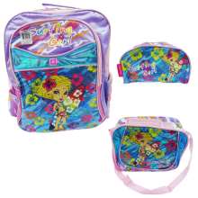 Mochila escolar surfing girl roxo + estojo e lancheira