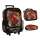 Mochila escolar power speed trolley vermelha c/ rodinha + estojo e lancheira - R$ 56,96