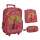 Mochila escolar school girl rosa trolley c/ rodinha + estojo e lancheira - R$ 49,35