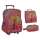 Mochila escolar school girl roxo trolley c/ rodinha + estojo e lancheira - R$ 49,35