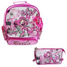 Mochila escolar rock and roll rosa + estojo
