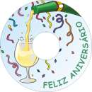 Etiqueta fosca aniversário no cd - R$ 1,39