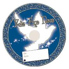 Label cd/dvd offset feliz ano novo pomba da paz 