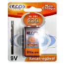 Bateria recarregável 9v - eco-mania - R$ 16,57