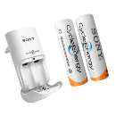 Recarregador c/ 2 pilhas aa sony - R$ 34,90