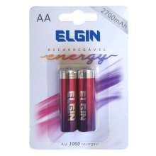 Pilha recarregável elgin aa 2700 mah energy blister com 2 pilhas
