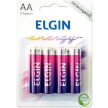 Pilha recarregável AA 2700 mah Elgin energy blister com 4 pilhas